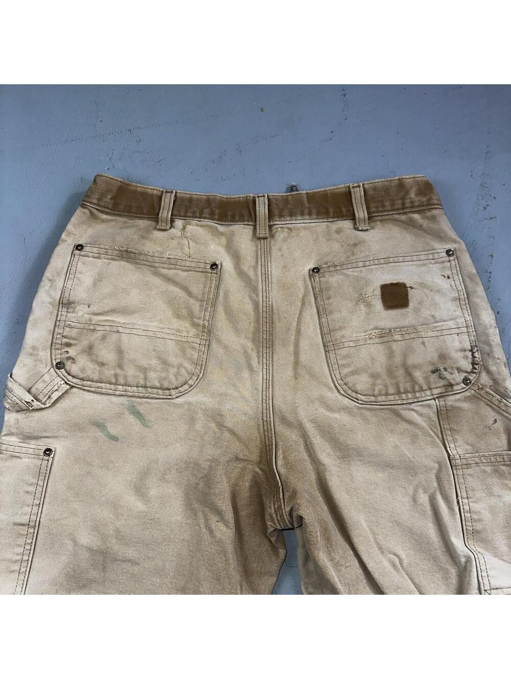 Carhartt VTG Double Knee Carpenter Pants USA B01 Brown Thrashed 34x34 Act 32x32 - Picture 15 of 16